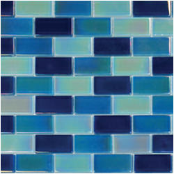 1"x2" Glass Brick Irridescent Blue Blend