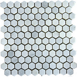 1" Marble New China Carrara Hexagon